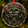 It's Merry Everything When We're Together - Couple Personalized Custom Circle Glass Ornament - Christmas Gift For Husband Wife, Anniversary, First Christmas