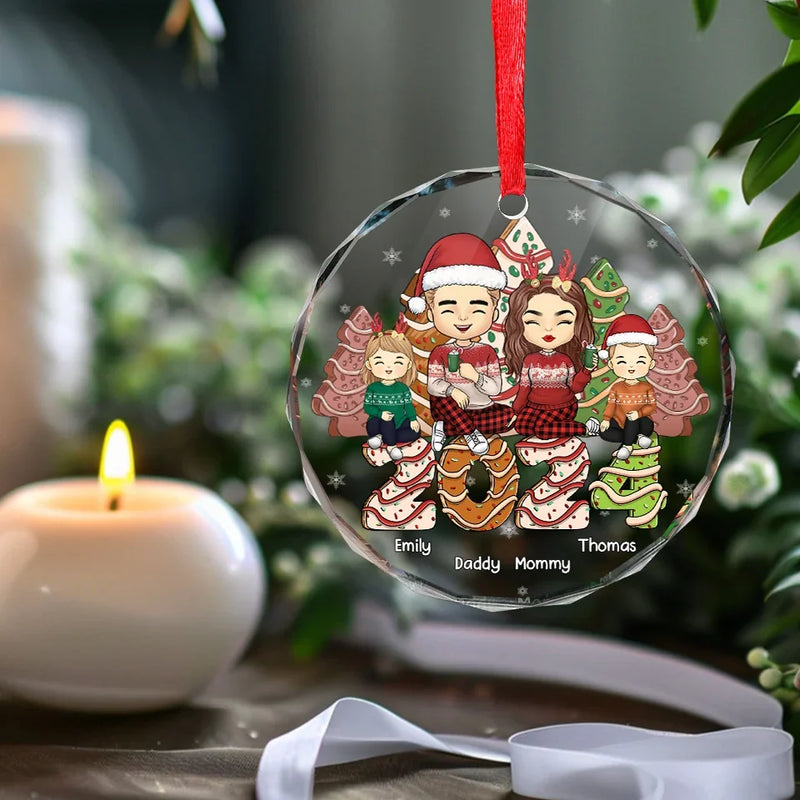 Home Is Where Christmas Begins - Family Personalized Custom Circle Glass Ornament - Christmas Gift For Family Members