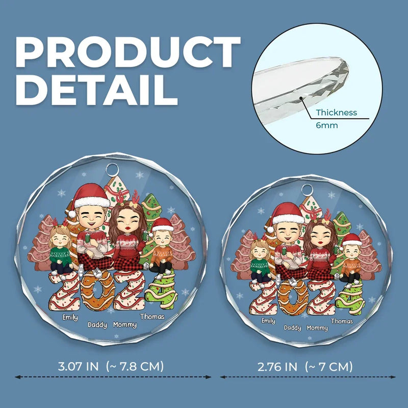 Home Is Where Christmas Begins - Family Personalized Custom Circle Glass Ornament - Christmas Gift For Family Members