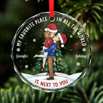 A Kiss Is A Whisper In Your Soul - Couple Personalized Custom Circle Glass Ornament - Christmas Gift For Husband Wife, Anniversary