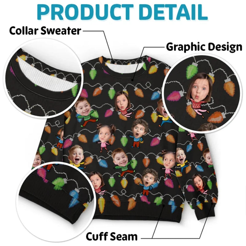 Custom Photo Celebrate The Season With Laughter And Love - Family Personalized Custom Ugly Sweatshirt - Unisex Wool Jumper - Christmas Gift For Family Members