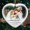 Custom Photo You Are The Joy To My World - Couple Personalized Custom Ornament - Ceramic Heart Shaped - Christmas Gift For Husband Wife, Anniversary, First Christmas
