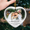 Custom Photo You Are The Joy To My World - Couple Personalized Custom Ornament - Ceramic Heart Shaped - Christmas Gift For Husband Wife, Anniversary, First Christmas