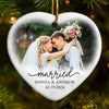 Custom Photo You Are The Joy To My World - Couple Personalized Custom Ornament - Ceramic Heart Shaped - Christmas Gift For Husband Wife, Anniversary, First Christmas
