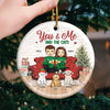 You And Me And The Fur Babies - Dog & Cat Personalized Custom Ornament - Ceramic Round Shaped - Christmas Gift For Husband Wife, Anniversary, Pet Owners, Pet Lovers