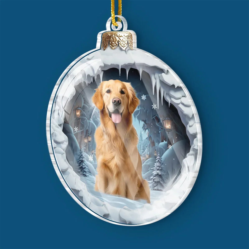 Custom Photo Santa Paws Is Coming To Town - Dog & Cat Personalized Custom Ornament - Acrylic Custom Shaped - Christmas Gift For Pet Owners, Pet Lovers