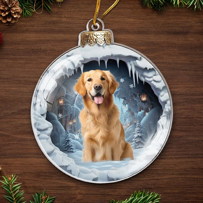 Custom Photo Santa Paws Is Coming To Town - Dog & Cat Personalized Custom Ornament - Acrylic Custom Shaped - Christmas Gift For Pet Owners, Pet Lovers