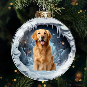 Custom Photo Santa Paws Is Coming To Town - Dog & Cat Personalized Custom Ornament - Acrylic Custom Shaped - Christmas Gift For Pet Owners, Pet Lovers