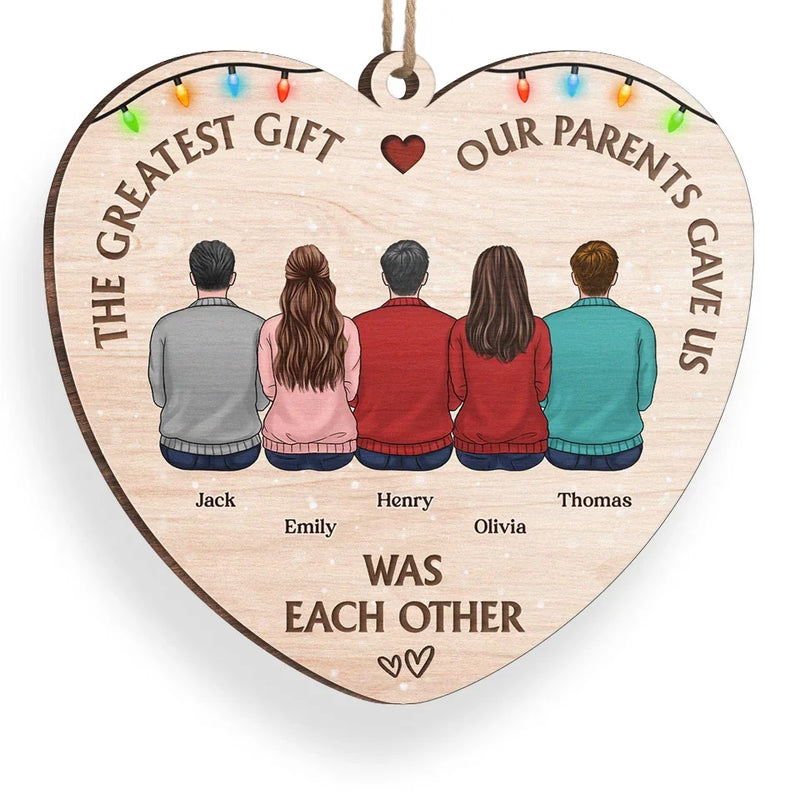 Siblings Are The Best Gift Santa Could Ever Bring - Family Personalized Custom Ornament - Wood Custom Shaped - Christmas Gift For Family Members, Siblings, Brothers, Sisters