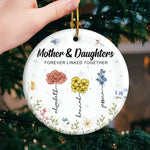 Like Petals To A Flower, We Are Connected By Love - Family Personalized Custom Ornament - Ceramic Round Shaped - Christmas Gift For Mom, Daughter
