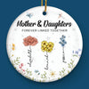 Like Petals To A Flower, We Are Connected By Love - Family Personalized Custom Ornament - Ceramic Round Shaped - Christmas Gift For Mom, Daughter
