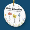 Like Petals To A Flower, We Are Connected By Love - Family Personalized Custom Ornament - Ceramic Round Shaped - Christmas Gift For Mom, Daughter