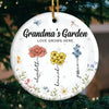 Just As Flowers Bring Color To The Garden, Grandma Bring Joy To Our Hearts - Family Personalized Custom Ornament - Ceramic Round Shaped - Christmas Gift For Grandma