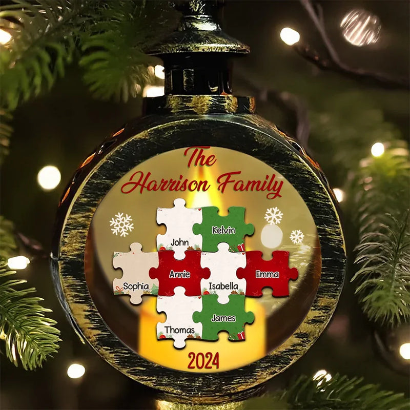Lighting Up The Holiday Season - Family Personalized Custom Candlelight Lantern Ornament - Christmas Gift For Family Members