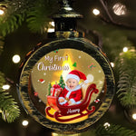 Custom Photo Tiny Hands, Big Christmas Magic - Family Personalized Custom Candlelight Lantern Ornament - Christmas Gift For Baby Kids, Newborn Baby, First Christmas