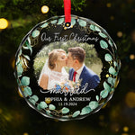 Custom Photo I Want To Be With You Until My Last Page - Couple Personalized Custom Circle Glass Ornament - Christmas Gift For Couple, Husband, Wife