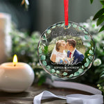 Custom Photo I Want To Be With You Until My Last Page - Couple Personalized Custom Circle Glass Ornament - Christmas Gift For Couple, Husband, Wife