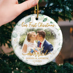 Custom Photo First Christmas Wedding Gifts for Couples - Personalized Ceramic Ornament
