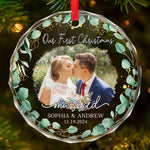 Custom Photo I Want To Be With You Until My Last Page - Couple Personalized Custom Circle Glass Ornament - Christmas Gift For Couple, Husband, Wife