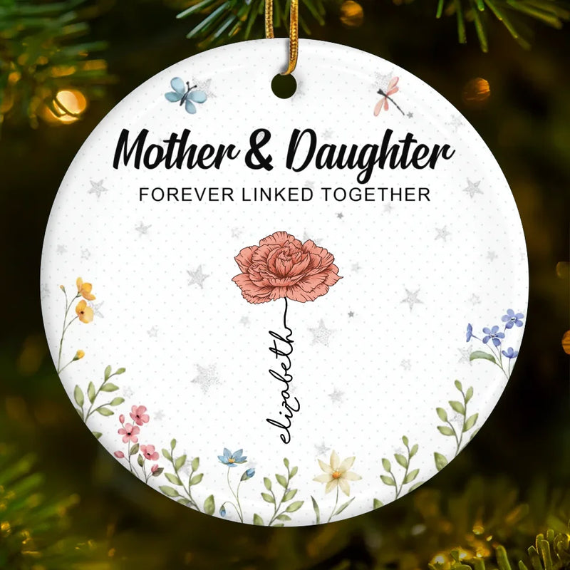 Like Petals To A Flower, We Are Connected By Love - Family Personalized Custom Ornament - Ceramic Round Shaped - Christmas Gift For Mom, Daughter