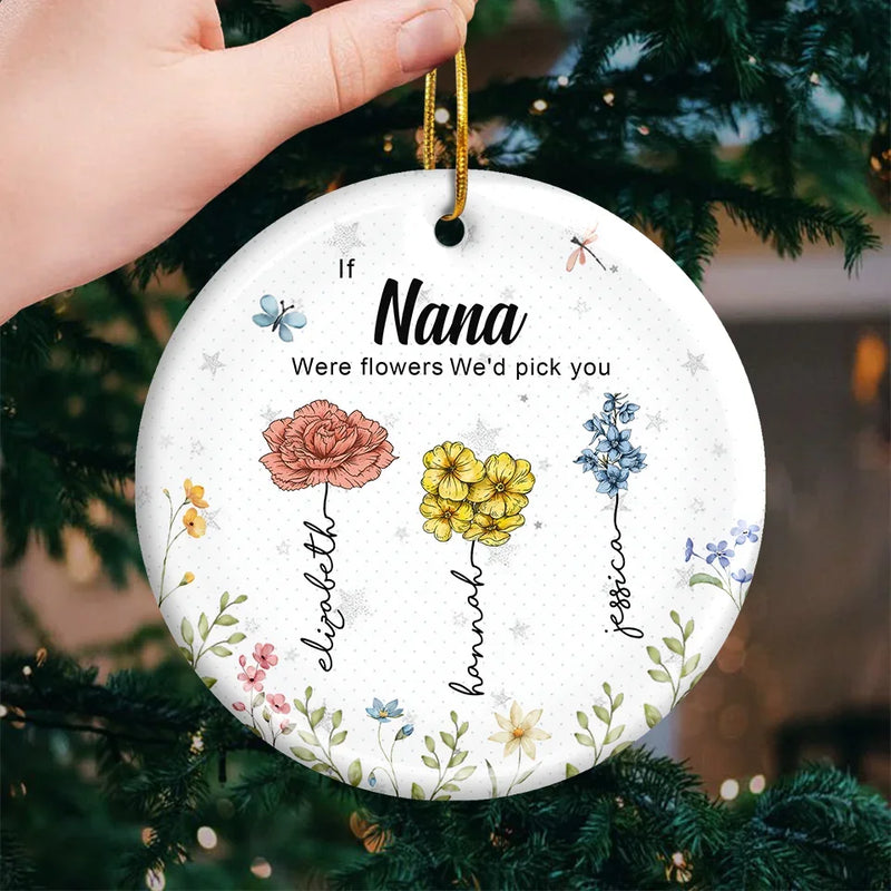 Grandma, Thanks For Helping Me Grow - Family Personalized Custom Ornament - Ceramic Round Shaped - Christmas Gift For Mom, Grandma