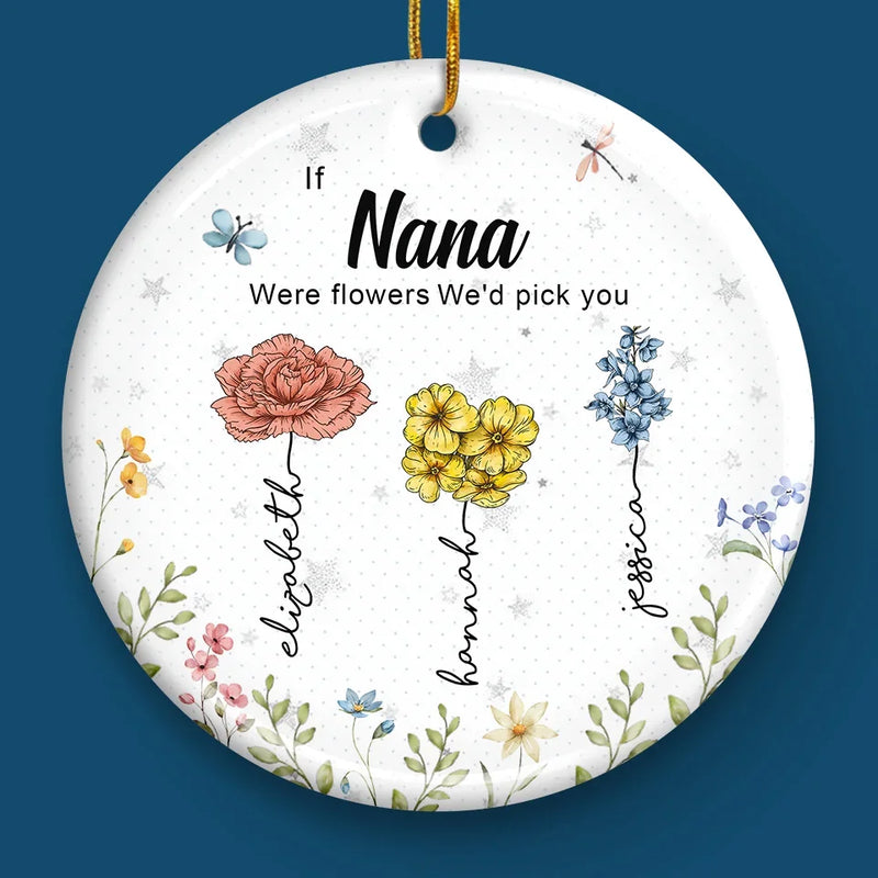 Grandma, Thanks For Helping Me Grow - Family Personalized Custom Ornament - Ceramic Round Shaped - Christmas Gift For Mom, Grandma