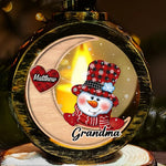 Building Snowmen, Building Bonds - Family Personalized Custom Candlelight Lantern Ornament - Christmas Gift For Family Members