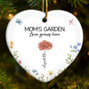 Grandma's Favorite Garden - Family Personalized Custom Ornament - Ceramic Heart Shaped - Christmas Gift For Grandma, Grandkid
