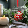 Custom Photo My Adorable Little Santa Who Brings Joy To My Heart - Family Personalized Custom Circle Glass Ornament - Christmas Gift For Baby Kids, Newborn Baby, First Christmas