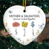 Mother & Daughters Forever Linked Together - Family Personalized Custom Ornament - Ceramic Heart Shaped - Christmas Gift For Mom, Daughter