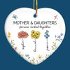 Mother & Daughters Forever Linked Together - Family Personalized Custom Ornament - Ceramic Heart Shaped - Christmas Gift For Mom, Daughter