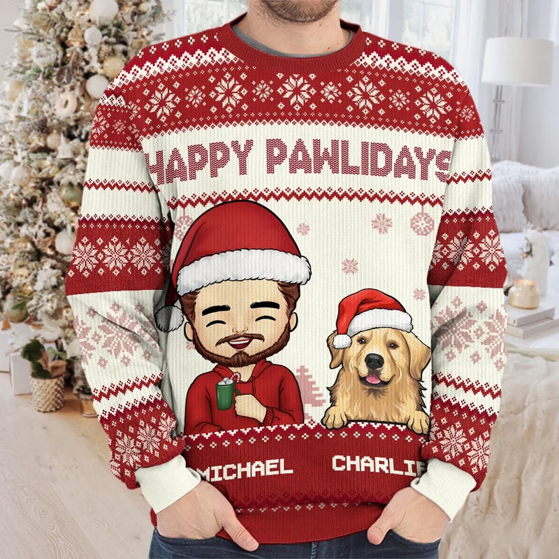 Pawsome Christmas Wishes - Dog & Cat Personalized Custom Ugly Sweatshirt - Unisex Wool Jumper - Christmas Gift For Pet Owners, Pet Lovers