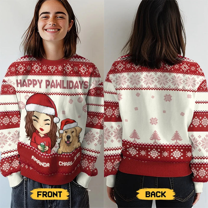Pawsome Christmas Wishes - Dog & Cat Personalized Custom Ugly Sweatshirt - Unisex Wool Jumper - Christmas Gift For Pet Owners, Pet Lovers