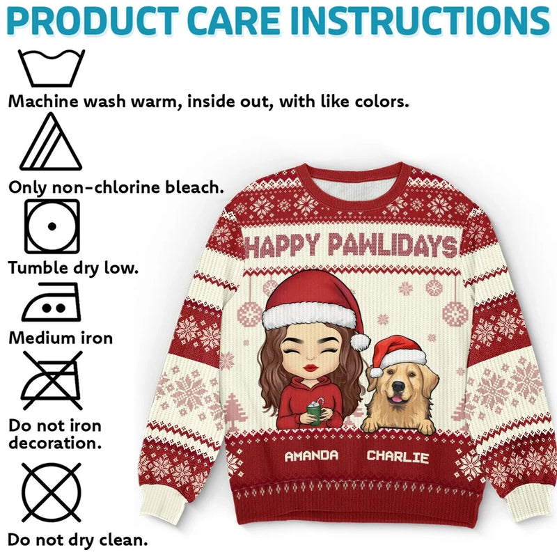 Pawsome Christmas Wishes - Dog & Cat Personalized Custom Ugly Sweatshirt - Unisex Wool Jumper - Christmas Gift For Pet Owners, Pet Lovers