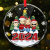 We Clap Hands And Welcome The Peace Of Christmas - Family Personalized Custom Circle Glass Ornament - Christmas Gift For Family Members