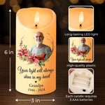 Custom Photo You Will Remain In Our Hearts Forever - Memorial Personalized Custom LED Candle - Christmas Gift, Sympathy Gift For Family Members