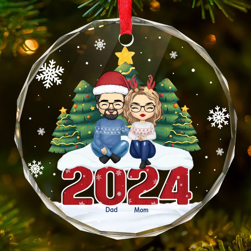 We Clap Hands And Welcome The Peace Of Christmas - Family Personalized Custom Circle Glass Ornament - Christmas Gift For Family Members