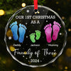Christmas Shines Bright With Love, Joy And The Warmth Of Family - Family Personalized Custom Circle Glass Ornament - Christmas Gift For Family Members, First Christmas