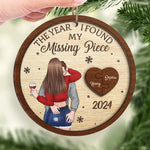 The Year I Found My Missing Piece - Couple Personalized Custom Ornament - Wood Custom Shaped - Christmas Gift For Husband Wife, Anniversary