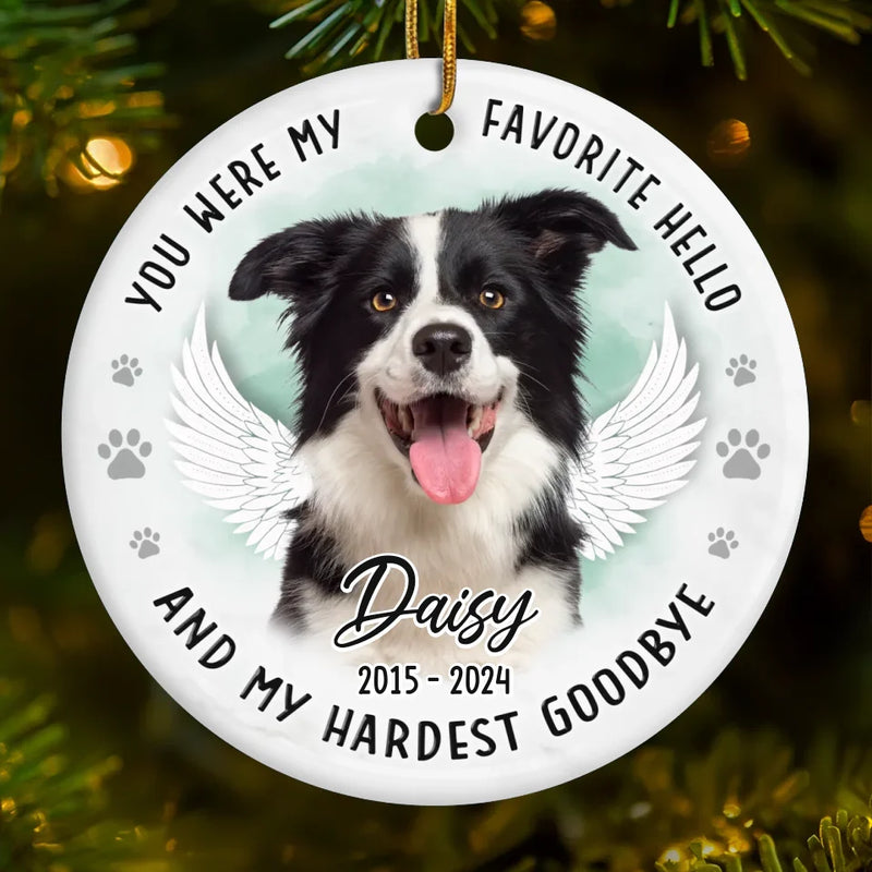 Custom Photo No Longer By My Side But Forever In My Heart - Memorial Personalized Custom Ornament - Ceramic Round Shaped - Sympathy Gift, Christmas Gift For Pet Owners, Pet Lovers