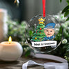 Custom Photo Let's Rock Around The Christmas Tree - Family Personalized Custom Circle Glass Ornament - Christmas Gift For Baby Kids, Newborn Baby, First Christmas