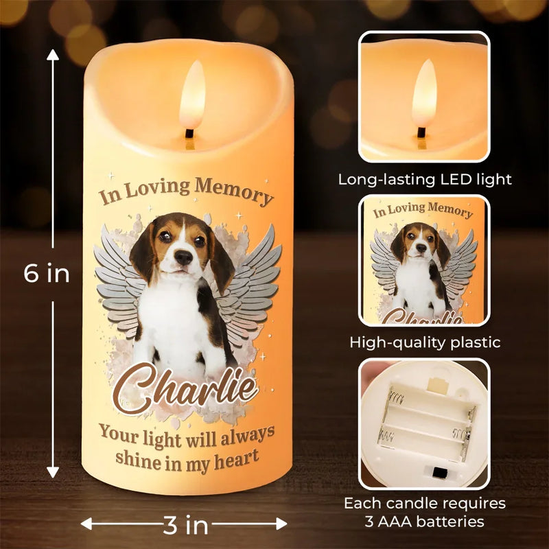 Custom Photo In Our Hearts, You Will Always Stay - Memorial Personalized Custom LED Candle - Sympathy Gift, Christmas Gift For Pet Owners, Pet Lovers