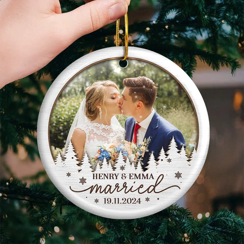 Custom Photo The Best Thing To Hold Onto In Life Is Each Other - Couple Personalized Custom Ornament - Ceramic Round Shaped - Christmas Gift For Husband Wife, Anniversary, First Christmas