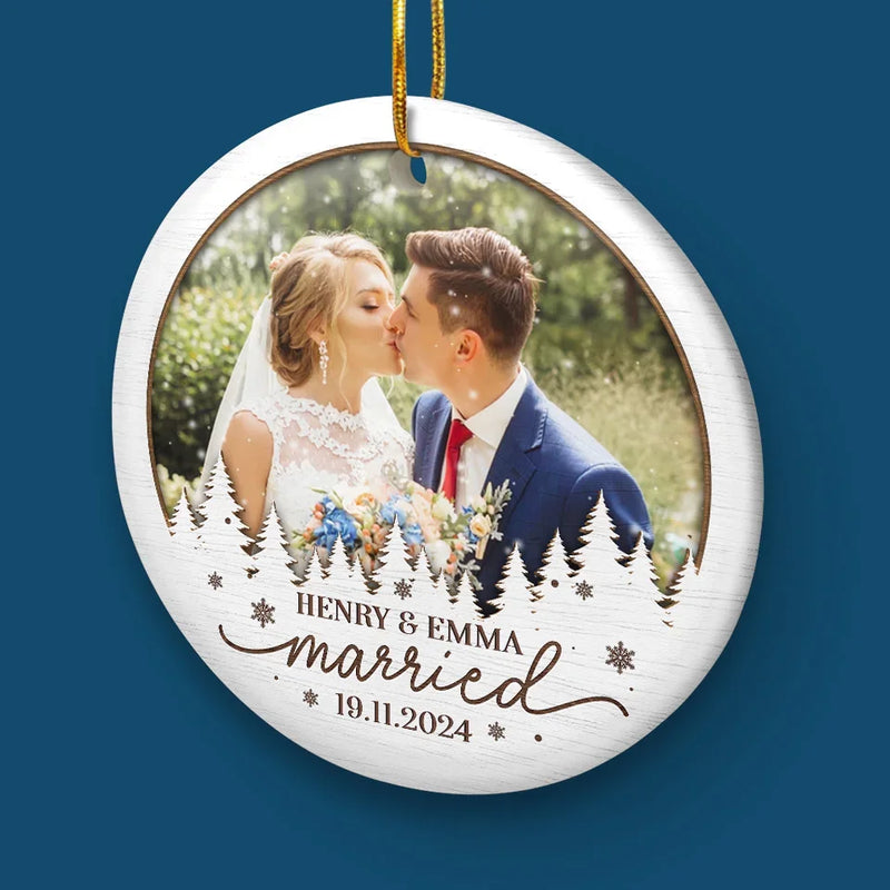 Custom Photo The Best Thing To Hold Onto In Life Is Each Other - Couple Personalized Custom Ornament - Ceramic Round Shaped - Christmas Gift For Husband Wife, Anniversary, First Christmas