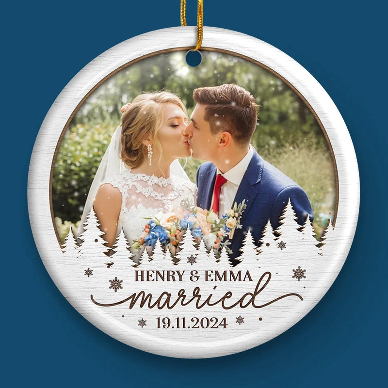 Custom Photo The Best Thing To Hold Onto In Life Is Each Other - Couple Personalized Custom Ornament - Ceramic Round Shaped - Christmas Gift For Husband Wife, Anniversary, First Christmas