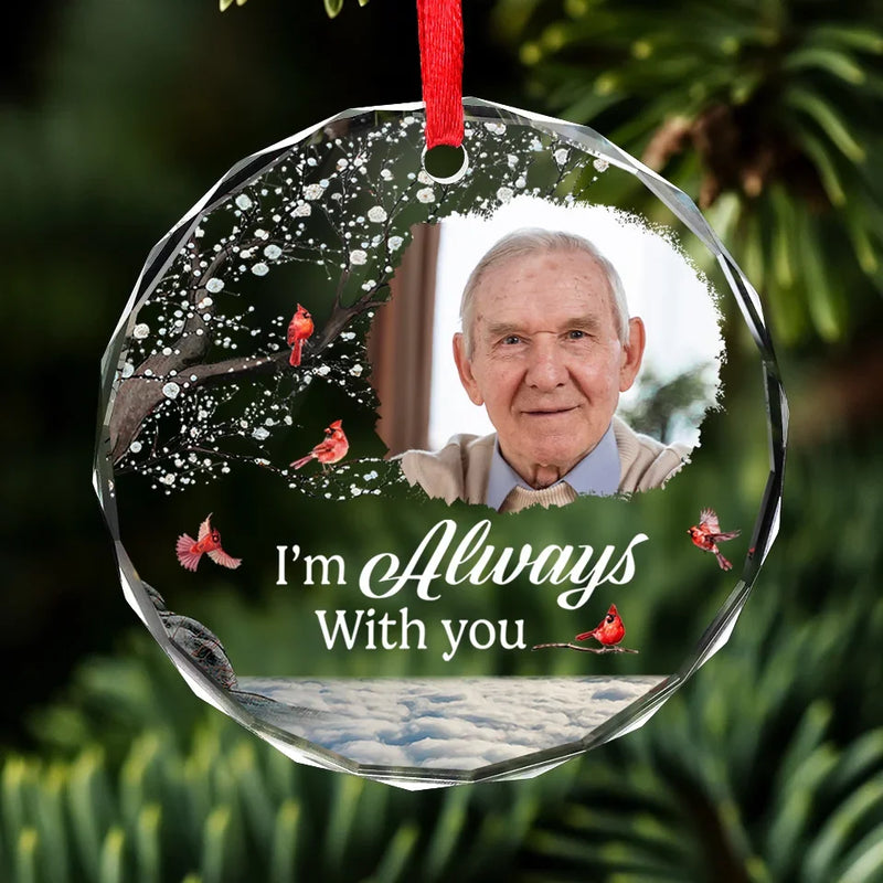 Custom Photo With Deepest Sympathy And Love - Memorial Personalized Custom Circle Glass Ornament - Sympathy Gift For Family Members