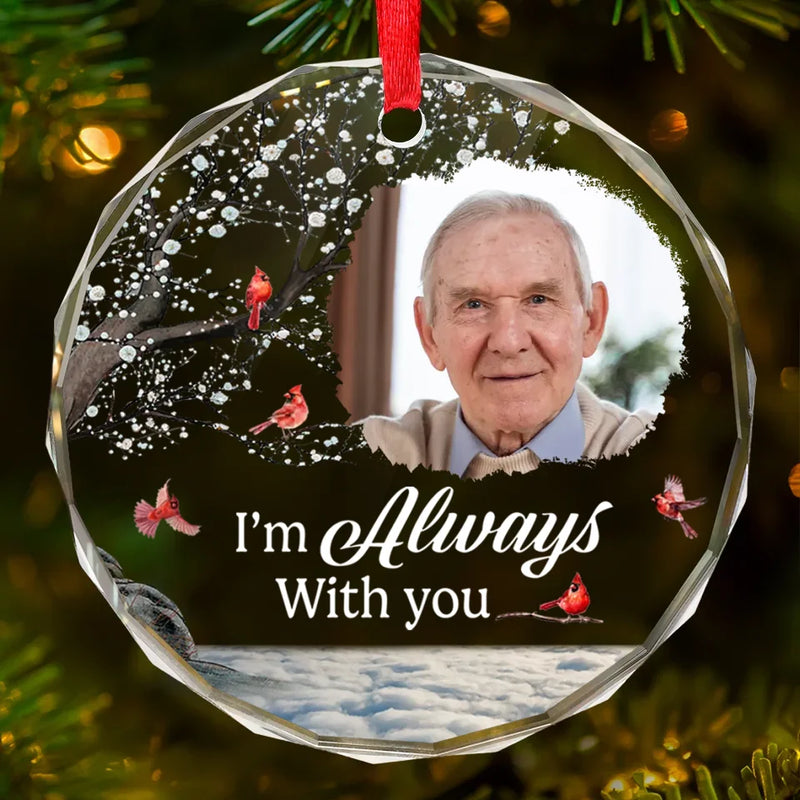 Custom Photo With Deepest Sympathy And Love - Memorial Personalized Custom Circle Glass Ornament - Sympathy Gift For Family Members