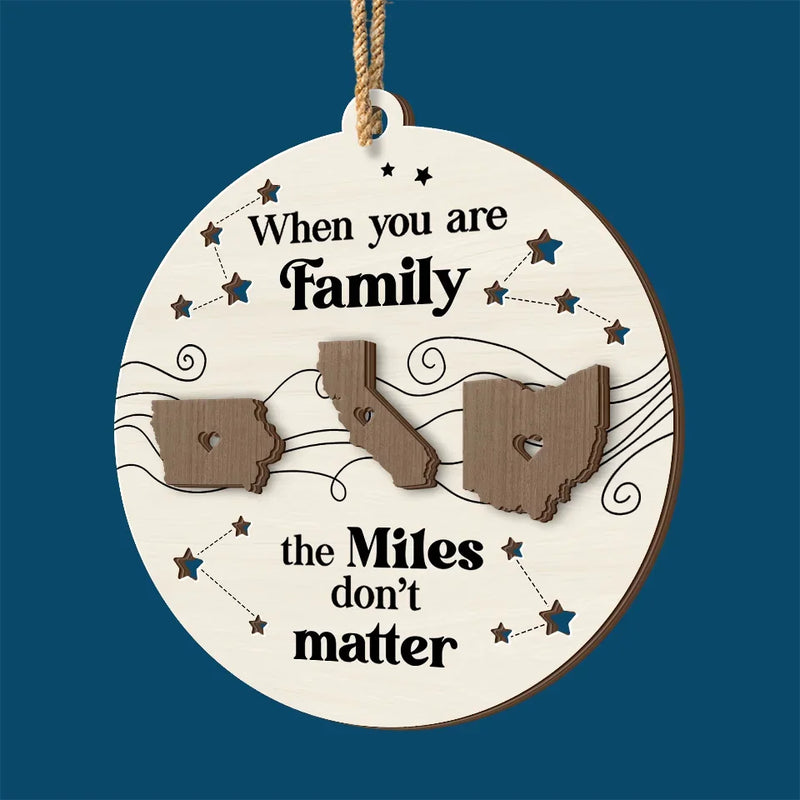 Long Distance We Will Always Be Connected By Heart - Family Personalized Custom Shaped 2 Layered Wood Christmas Ornament - Christmas Gift For Family Members