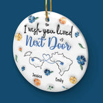 Our Friendship Transcends Distance - Bestie Personalized Custom 3D Inflated Effect Printed Ornament - Ceramic Round Shaped - Christmas Gift For Best Friends, BFF, Sisters