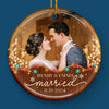 Custom Photo Building A Love Story That Will Last Forever - Couple Personalized Custom Ornament - Ceramic Round Shaped - Christmas Gift For Husband Wife, Anniversary, First Christmas